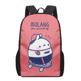 Bags Korean cartoon molang 3D Pattern School Bag for Children Girls Boys Casual Book Bags Kids Backpack Boys Girls Schoolbags Bagpack