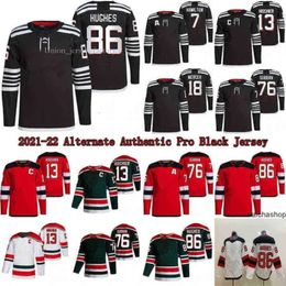 Hockey Jerseys Jack Hughes Alternate Authentic Pro Black N Devils Nico Hischier P K Subban Ice Hockey Jersey 6202