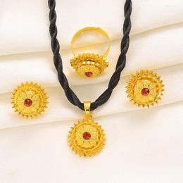 Necklace Earrings Set Ethiopian Traditional Small Jewelry Gold Color Eritrea Sets For Girls Habesha Party Gift