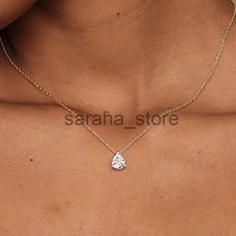 Pendant Necklaces Waterdrop Crystal Pendant Necklace for Women Korean Fashion Gold Colour Geometric CZ Choker Chain on Neck Accessories Jewellery J240120
