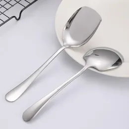 Spoons Stainless Steel Dish Public Soup Spoon Restaurant El Long Handle Flatware Utensil Kitchen Thicken
