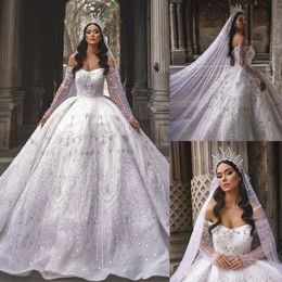 Luxurious Sexy A-Line Wedding Dresses Sweetheart Sleeveless Lace Applique Beads Bridal Gowns WarpsSweep Train Vestido De Noiva Customised H24109