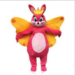 Super Cute Butterfly Bunny Mascot Costume Cartoon theme character Carnival Unisex Halloween Carnival Adults Birthday Party Fancy Outfit For Men Women