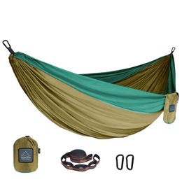 Hammocks Portable Nylon Parachute Fabric Single And Double Size Outdoor Cam Hiking Garden Hammock 230923 Drop Delivery Home Furniture Dhltd