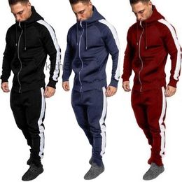 Mens Tracksuits Sports Suit Men Warm Sweat Suits Set Colour Matching Sportswear Large Size Sweatsuit Male S-3xl JBEJ