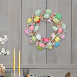 Decorative Flowers 16inch Colourful Easter Egg Wreath Decoration Party Supplies For Farmhouse Home Decor Accessory Sturdy Multipurpose