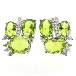 Dangle Earrings 925 SOLID STERLING SILVER 3.0g Unheated Green Peridot Tanzanite Rhodolite Garnet London Blue Topaz White CZ Daily Wear