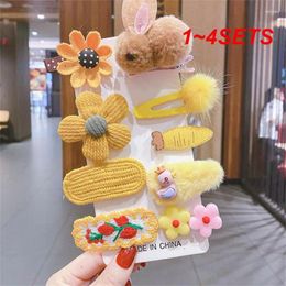 Hair Accessories 1-4SETS Design Firm Clip Fabric Childrens Flower Selling Clips For