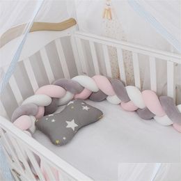 Bed Rails 100Cm Braid Knot Pillow Cushion Bumper For Infant Kids Crib Protector Cot Room Decor Anti-Collision 29 Drop Delivery Baby Ma Dhae4