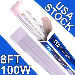 8Ft Led Shop Lights,8 Feet 8' V Shape Integrated LED Tube Light,100W 12000lm Clear Cover Linkable Surface Mount Lamp,Replace T8 T10 T12 Fluorescents Lights usastock