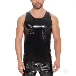 Men's Tank Tops Mens Sexy PVC Leather Sleeveless Shaping Sheath Stretch Shirts Soft Patent T-shirts Plus Size 5XL