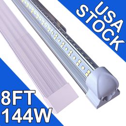 LED Shop Light Fixture, 8FT 144W 6500K Cold White, 8 Foot T8 Integrated LED Tube Lights, Plug in Warehouse Garage Lighting, V Shape, High Output, Linkables usastock