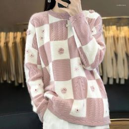 Women's Sweaters Fashionable And High-end Wool Cashmere O-neck Sweater Solid Color Knitted 2024 Long Sleeved Pure