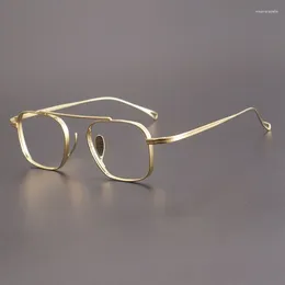 Sunglasses Frames Japan Handmade Pure Titanium Men's Retro Frame Glasses High Degree Optical Prescription Eyeglasses Women Myopia Eyewear