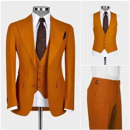 Men's Suits Latest Design Business Formal Men 3 Piece Peaked Lapel Groom Wedding Suit Sets Jacket Vest Trousers Dress Tuxedo Blazer
