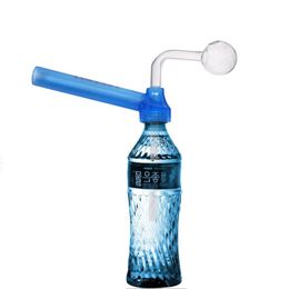 Portable Glass Oil Burner Pipe Traveling Water Top Hookahs Puff Toppuff Glass Bong Portable Smoking Pipe Screw on Bottle DIY Recycler Ashcatcher