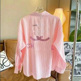 Men's Jackets High-end Custom Luxury Designer Womens Shirt Oversized Embroidered Loose Plus Size Striped Pink Lapel Long Sleeve Top Coat Sun-kwwk