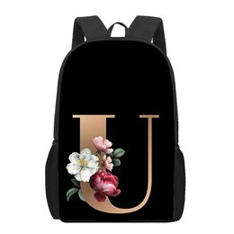 Bags Personality Art Letter Flower Print School Bags for Teenage Girls Boys Children Bookbags Kids Backpacks Student Laptop Backpack