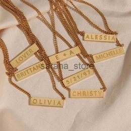 Pendant Necklaces 2022 New Stainless Steel 18K Gold Plated Waterproof Personalised Name Necklace For Women Girl Custom Personal Text Necklace J240120