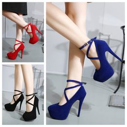 Ms. embellishes ankle strap sandals stiletto party open-toed Round toe luxury designer women shoes platform super high-heel 14/16cm 35-42