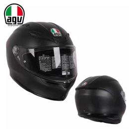 Full Face Open Agv k Motorcycle Helmet Agv K6 Men's Carbon Fibre Four Seasons Motorcycle Racing Full Helmet Anti Fog Summer Safety Helmet Matte Black VI5Z