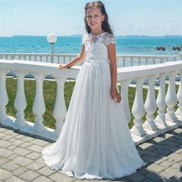 Girl Dresses Flower White Fluffy Tulle Applique Lace Wedding Cute Child First Communion Birthday Party Dress Gift