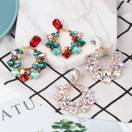 Dangle Earrings 2024 Fashion Colourful Crystal Beads For Women Charm Large Pendant Hanging Wedding Bridal Party Jewellery