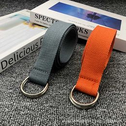 Belts Simple Solid Canvas All-match Waist Straps Women Canvas Belt D Shaped Double Ring Buckle Waistband Fashion 240120