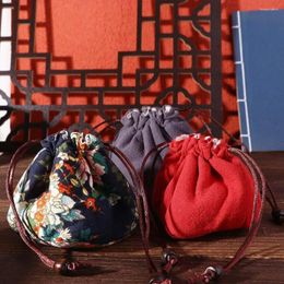 Shopping Bags Purse Solid Colour Jewellery Storage Bag Flower Pattern Teaware Teacup Teapot Bundle Pocket Tea Tools