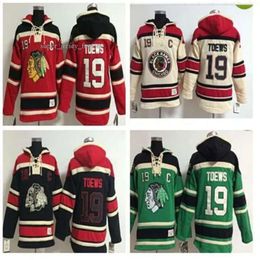 Maglie da hockey Old Time Blackhawks di alta qualità 19 Jonathan Toews Felpa con cappuccio Pullover Felpe Giacca invernale Ordine misto 5961 3