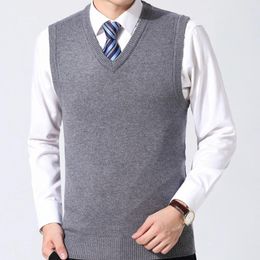 Men's Vests Fashion Knit Slim Fit Sweater Vest Tank Top Solid Color Sleeveless V Neck Pullover Jumper Sweaters Clothing