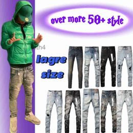 Purple Jeans Designer Men Women Man Slim Fit Denim Letter Print Pants Ripped Mens Streetwear Large Size Trousers IDGS