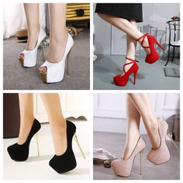 Ms. embellishe ankle strap sandals stiletto party open-toed Round toe luxury designer womens shoe platform Thick soled high heel super high-heel 14/16cm