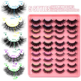 Thick Fluffy Curl Faux Mink Lashes Messy Crisscross Naturally Soft Light Handmade Reusable Multilayer 3D Fake Eyelashes Extensions Full Strip Lash