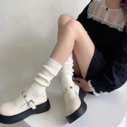 Women Socks Cotton Stockings JK Lolita Girls Solid Colour Long Autumn Winter Warm Knitted Knee