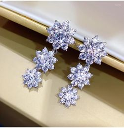 Stud Earrings Fashionable And Elegant S925 Sterling Silver High-end Diamond Imported Luxury High Carbon Wedding Jewelry