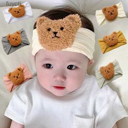 Party Hats Cartoon Bear Baby Headband Stretchy Turban Elastic Hair Band Striped Children Toddler Newborn Solid Headwear Hair Decorations YQ240120