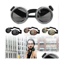 Party Favor Heavy Metal Steampunk Motorcycle Glasses Gothic Style Driver Goggles Protective For Cosplay Halloween Decorations Drop Del Otee0