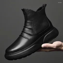 Boots Male Shoes Men Genuine Leather Fashion Motorcycle Desert Tactical Military 2024 Mens Slip On High Top
