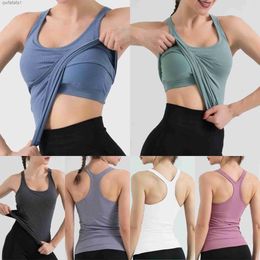 Sleeveless Ebb to Street Tank Tops Yoga Women Vest with Padded Bra Workout Fitness Athletic Ll Sport T-shirt KK08