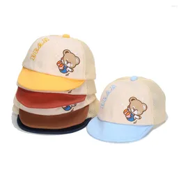 Ball Caps Boy Girl Cute Soft Baseball Cap Cartoon Bear Embroidery Mesh Hat Summer Baby Outdoor Sun Protection Breathable Peaked Child