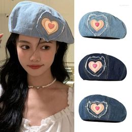 Berets Girls Subculture Versatile Painter Hat Christmas Jean For Daily Wear