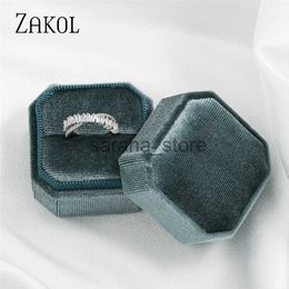 Band Rings ZAKOL Brand Fashion Baguette Zircon X Shape Open Rings Exquisite SparklZircon Engagement Jewelry Gift With Velvet Box J240120