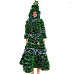 Stage Wear Green Christmas Tree Dress Ankle-Length Fancy Party Costume Cosplay Ladies Dance For Women Festival Clothing