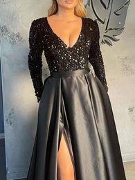 Casual Dresses Fashion Beautiful Sexy Evening Women French Style Party Sequins Split Fairy Ball Gowns 2024 Spring Summer Dress