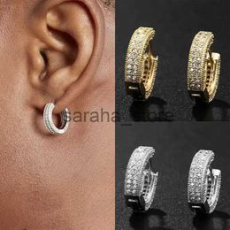 Stud Iced Out Cz Hoop Earrings Premium Hypoallergenic Earrings Statement Mens Hip Hop Punk Rock Rapper Jewellery J240120