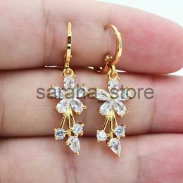 Stud Luxury Temperament 5 Kinds of Gold Color Zircon Pendant Earrings Suitable for Female Fashion Gold-plated Hypoallergenic Jewelry J240120