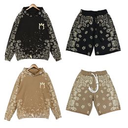 Mens Hoodie Designer Hoodies Womens Essentialsweatshirts Sweater Cashew Flower Printed Loose Casual Cotton Sweatshirt Shorts Set