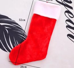 120pcs Christmas Stockings Xmas Tree Hanging Decor Fireplace Socks Candy Gift Bag Short velvet Santa Classic Red White SN1431