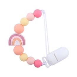 New Products Pacifier Creative Cartoon Rainbow Silicone Baby and Bite Prevention Chain